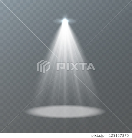 A bright spotlight illuminates a circular area on stage, enhancing the visual effect A bright spotlight illuminates a circular area on stage, enhancing the visual effect 125137870