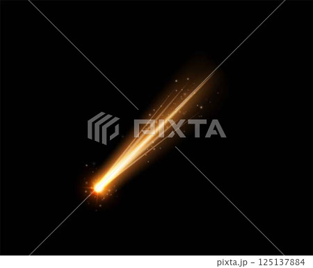 Falling asteroid or comet with fire and glitter orange light trail, vector shooting meteorite, burning star, fireball Falling asteroid or comet with fire and glitter orange light trail, vector shooting meteorite, burning star, fireball 125137884