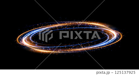 Dynamic Light Swirl Abstract Artwork on a Deep Black Background with Captivating Colors 125137925