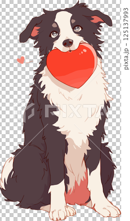 人工智慧生成的邊境牧羊犬手持卡通心形圖像 人工智慧生成的邊境牧羊犬手持卡通心形圖像 125137993