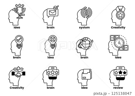 Set of illustrations in the concept of a Head and Business in line style Set of illustrations in the concept of a Head and Business in line style 125138047