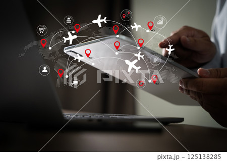 Businessman manager touching tablet Smart Businessman manager touching tablet Smart 125138285