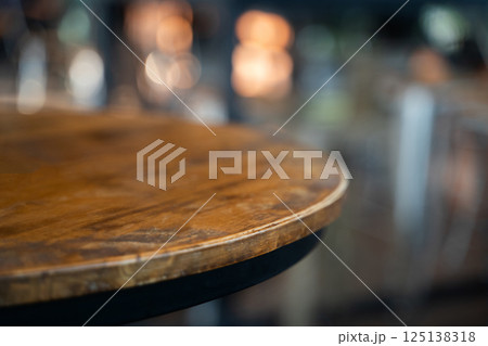 A wooden table with a black rim. The table is empty. business, architect 125138318