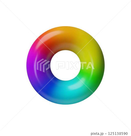 3D ui, ux user software interface vector design, gradient color wheel or color circle picker instrument, pallette button 125138590