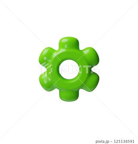3D ui, ux user software interface vector symbol, green gear tool, mechanism wheel, system settings, upgrade process 125138591