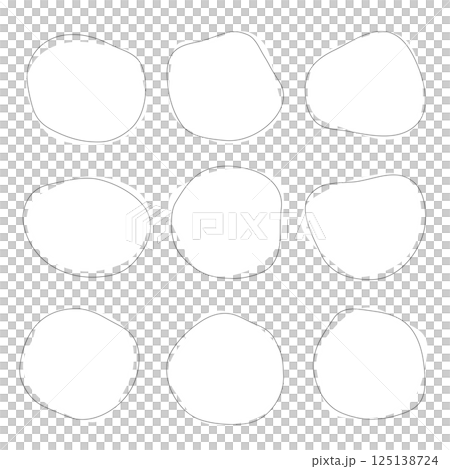 フレームや吹き出しや背景に使えるモノクロの流体シェイプセット 125138724