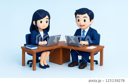 デスクワーク 会社員の男女 デスクワーク 会社員の男女 125139276