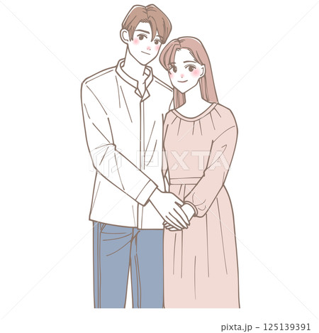 寄り添っているカップルのイラスト 125139391
