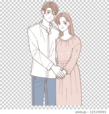 寄り添っているカップルのイラスト 125139391