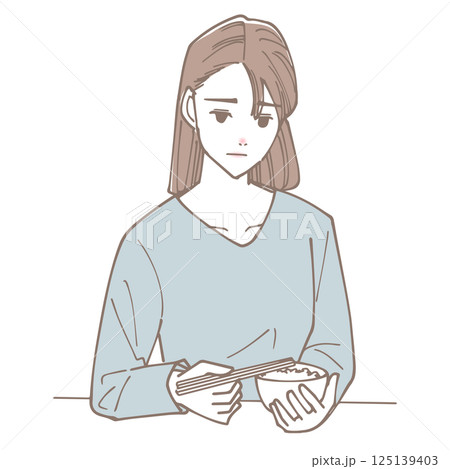 食欲がない女性のイラスト 125139403