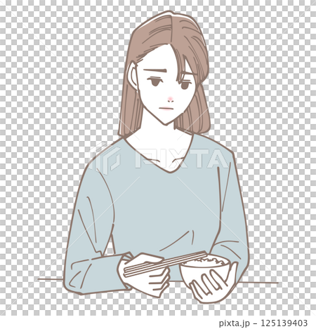 食欲がない女性のイラスト 125139403