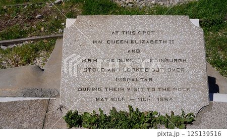 Commemorative plaque remembering Queen Elizabeth II and Duke of Edinburgh visit to Gibraltar 125139516