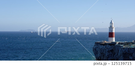 Europa Point Lighthouse guiding ships in the Strait of Gibraltar 125139715