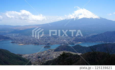 FUJIYAMAツインテラスからの富士山と河口湖 125139821