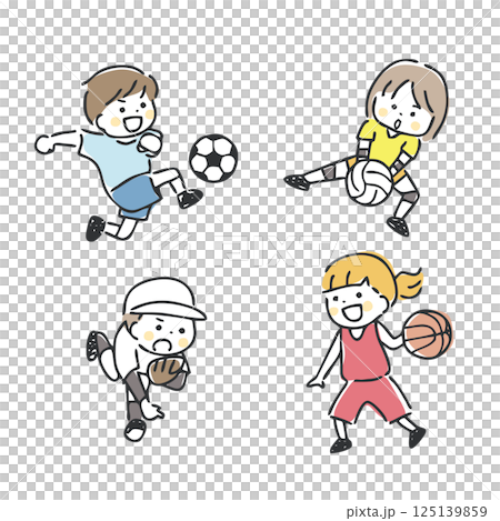 兒童和體育插圖 兒童和體育插圖 125139859