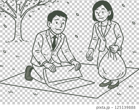 賞櫻後清理的線條插圖,無背景,圖標,醫學插圖,材料 賞櫻後清理的線條插圖,無背景,圖標,醫學插圖,材料 125139888