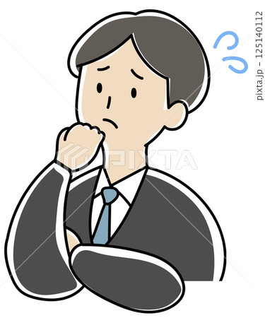 困っている/焦っている人　スーツの男性のイラスト 125140112