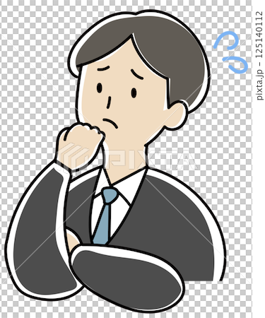 困っている/焦っている人　スーツの男性のイラスト 125140112
