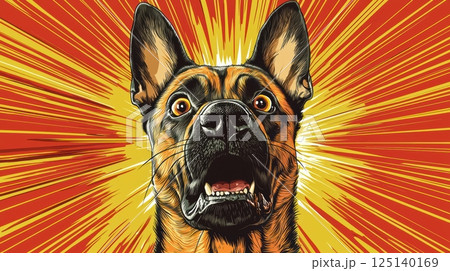 pop art retro style of Vibrant illustration of an alert dog in action. 125140169
