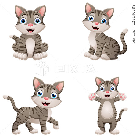 Cartoon cat collection set on white background 125140388