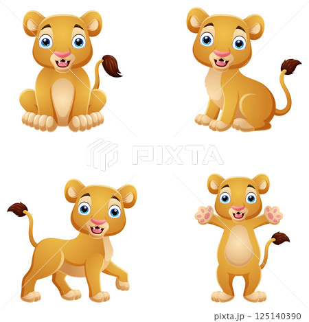 Cartoon lion collection set on white background Cartoon lion collection set on white background 125140390