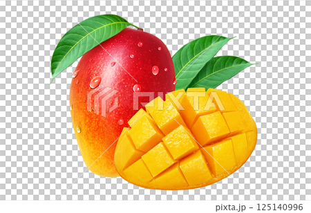 マンゴー イラスト リアル 白バック 125140996