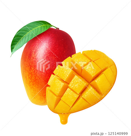 マンゴー イラスト リアル 白バック 125140999