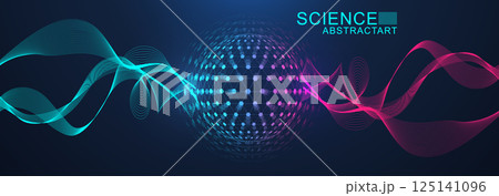 Quantum computing concept. Quantum processing. Artificial intelligence quantum computer technology . Future new technology for business or science presentation. Vector illustration 125141096