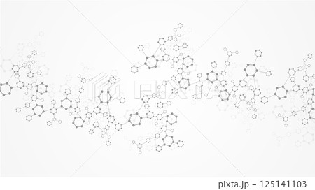 Modern science background with lines, dots and hexagons. Wave flow abstract background. Molecular structure for medical, technology, chemistry, science. Vector illustration Modern science background with lines, dots and hexagons. Wave flow abstract background. Molecular structure for medical, technology, chemistry, science. Vector illustration 125141103