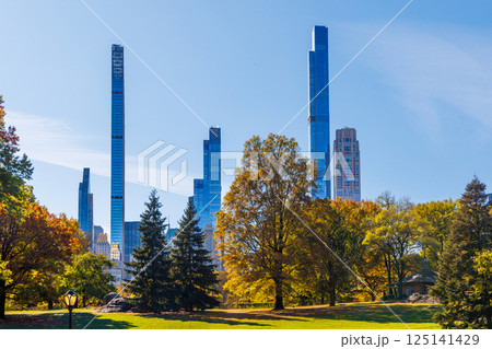 Central Park in New York City on a sunny autumn 125141429