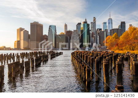 The New York Manhattan skyline during autumn 125141430