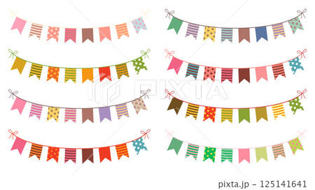 Festive vector buntings with colorful flags for birthdays and other celebrations 125141641