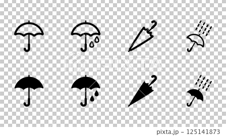 雨傘和雨圖像的圖標插圖集 雨傘和雨圖像的圖標插圖集 125141873