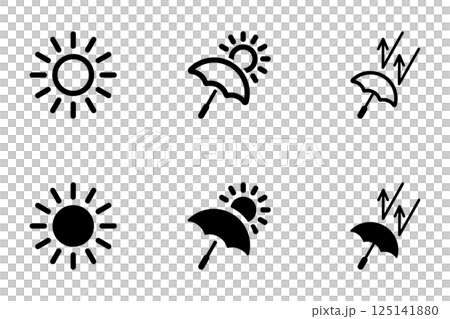 夏季紫外線防護圖像圖示插圖集 125141880