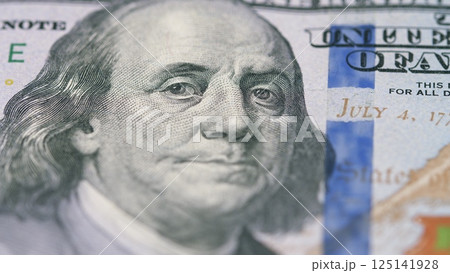 A Detailed CloseUp of a One Hundred Dollar Bill for Financial and Economic Discussion 125141928