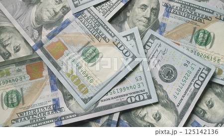 A valuable collection of US Hundred Dollar Bills, representing significant wealth 125142136