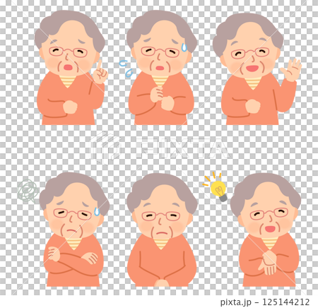 Elderly woman, facial expression pose, senior, elderly, late elderly Elderly woman, facial expression pose, senior, elderly, late elderly 125144212