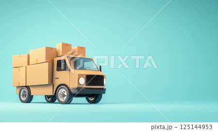 Delivery truck with boxes on a blue background. 125144953