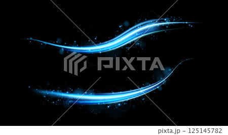Blue Light Waves Displayed on a Deep Black Background An Intriguing Abstract Graphic Design Concept and Artwork 125145782