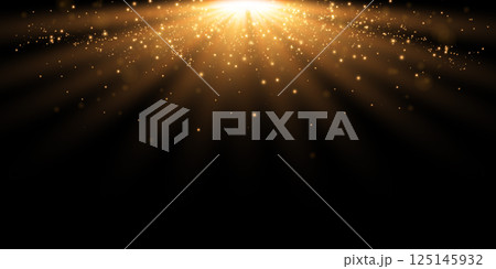 Radiant and Shimmering Golden Light with Sparkling Effects against a Dark Background Creating a Stunning Visual 125145932