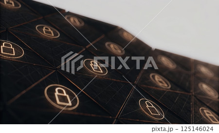 cybersecurity concept, Digital lock icons on a textured surface 125146024