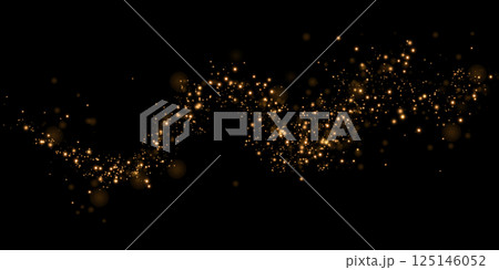 Golden Sparkle Dust on Black Background Perfect for Designing Extraordinary Party and Celebration Events 125146052