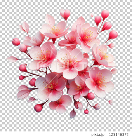 透き通るような桜の花びら 125146375