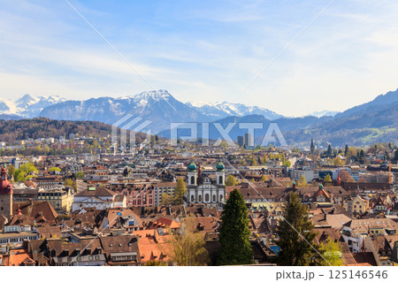 View of the old town of Lucerne (Luzern) city in Switzerland. View from above View of the old town of Lucerne (Luzern) city in Switzerland. View from above 125146546