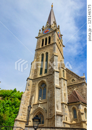 Vaduz Cathedral, or Cathedral of St. Florin is a neo-Gothic church in Vaduz, Liechtenstein 125146575