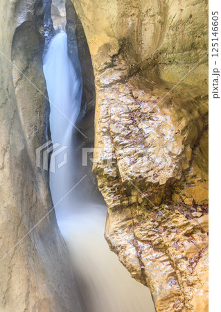 Trummelbach Falls are a series of ten glacier-fed waterfalls inside the mountain in Lauterbrunnen, Switzerland Trummelbach Falls are a series of ten glacier-fed waterfalls inside the mountain in Lauterbrunnen, Switzerland 125146605