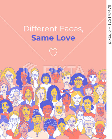 Doodle Portraits of Diverse Women. Mothers Day Greeting Card 125147479