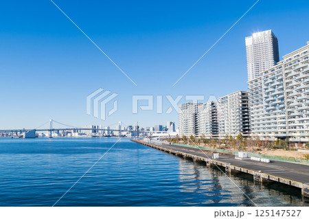 【豊洲大橋】早朝の橋上から見る都市風景 125147527
