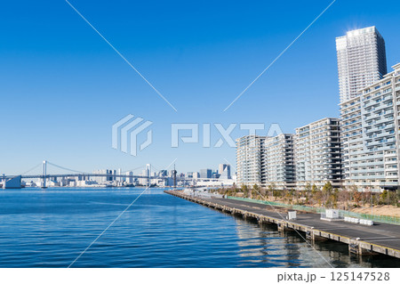 【豊洲大橋】早朝の橋上から見る都市風景 【豊洲大橋】早朝の橋上から見る都市風景 125147528