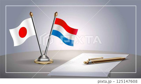 Small national flag of Japan and Netherlands flag Relation, Template Vector Illustration Small national flag of Japan and Netherlands flag Relation, Template Vector Illustration 125147608
